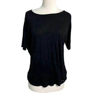 Jones NY M black‎ slit sleeve short sleeve top